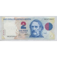 ARGENTINA COL. 736a BILLETE DE $ 2 CONVERTIBLES SIN CIRCULAR UNC U$ 10